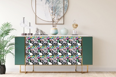 Dekoratív bútor matrica Retro minta hifi kazetták