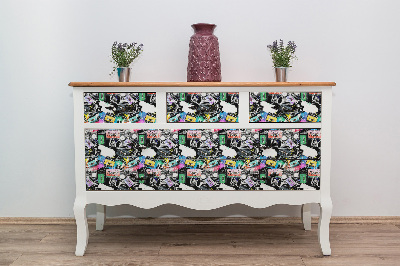 Dekoratív bútor matrica Retro minta hifi kazetták