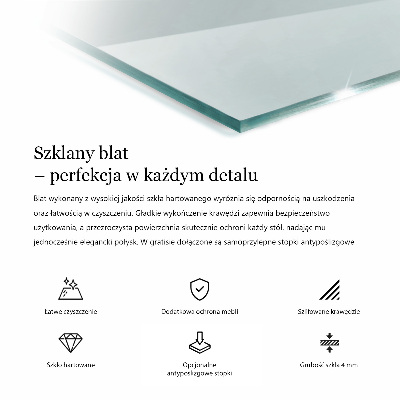 Téglalap alakú asztallap átlátszó