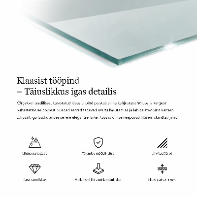 Téglalap alakú asztallap átlátszó