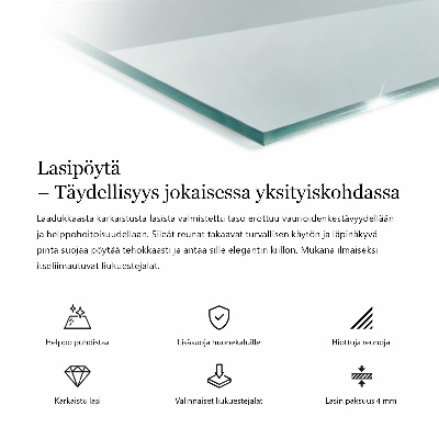 Téglalap alakú asztallap átlátszó