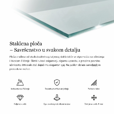 Téglalap alakú asztallap átlátszó
