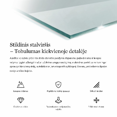 Téglalap alakú asztallap átlátszó