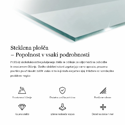 Téglalap alakú asztallap átlátszó