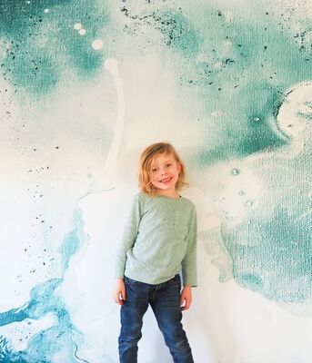 Fotótapéta Márvány kék pálmafákkal festett