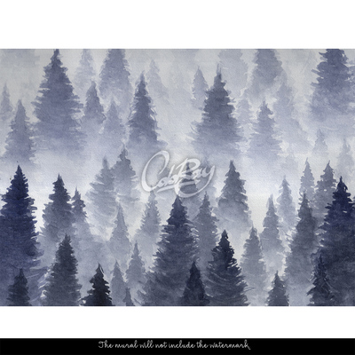 Fotótapéta Ködös reggel a tűlevelű erdőben