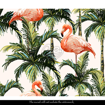 Fotótapéta Flamingók elrejtve a leveleket