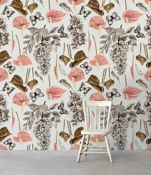 Fotótapéta Tavaszi virágok és pillangók