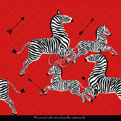 Fotótapéta Zebrák piros háttéren