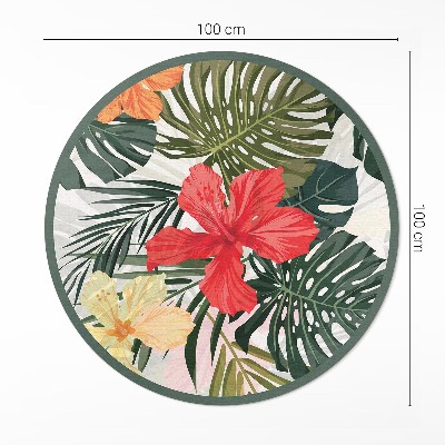 Kerek vinil szőnyeg Trópusi hawaii virágok