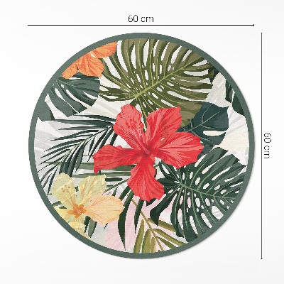 Kerek vinil szőnyeg Trópusi hawaii virágok