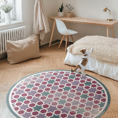 Kerek vinil szőnyeg Geometrikus csillagok apró mozaik