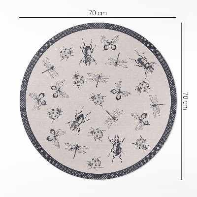 Kerek vinil szőnyeg Boho rovarok világos háttéren