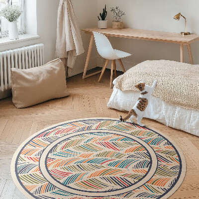 Kerek vinil szőnyeg Színes boho absztrakt levelek