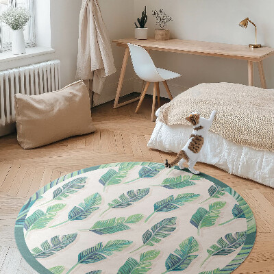 Kerek vinil szőnyeg Boho tollak finom stílusban