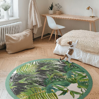 Kerek vinil szőnyeg Zöld növényi levelek