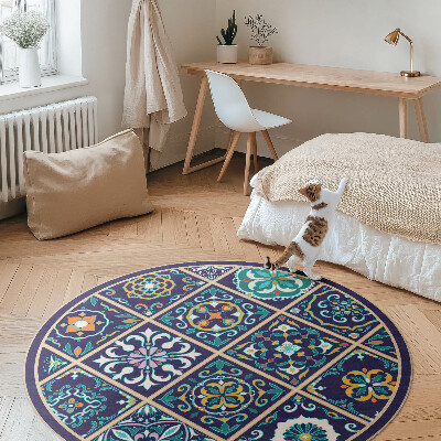 Kerek vinil szőnyeg Sötét elegáns csempe