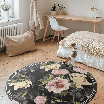 Kerek vinil szőnyeg Elegáns vintage virágok