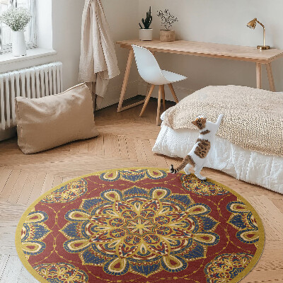 Kerek vinil szőnyeg Gazdagon díszített mandala keleti minta