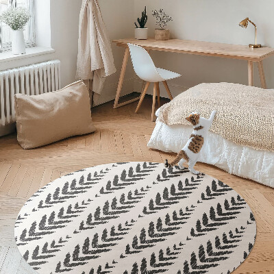 Kerek vinil szőnyeg Heringbone minta növényi motívum boho