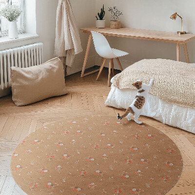 Kerek vinil szőnyeg Apró vadvirágok boho vintage stílusban