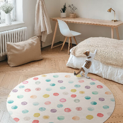 Kerek vinil szőnyeg Festett pöttyök vízfesték boho