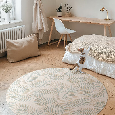 Kerek vinil szőnyeg Finom trópusi levelek minta boho