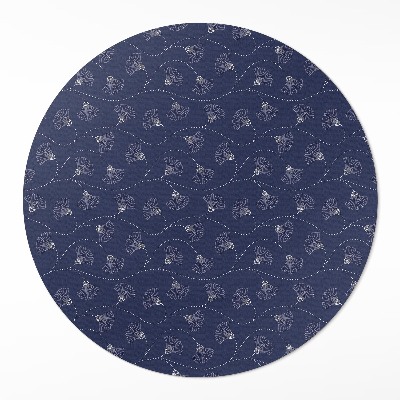 Kerek vinil szőnyeg Boho vintage stílusú yin levelek