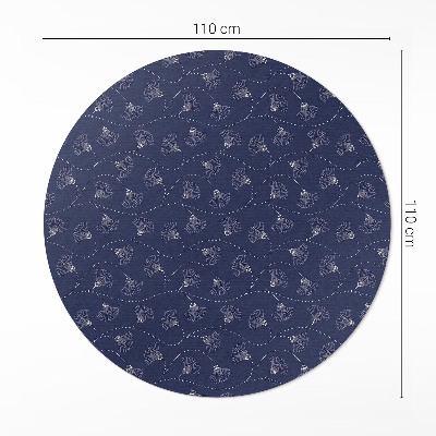 Kerek vinil szőnyeg Boho vintage stílusú yin levelek