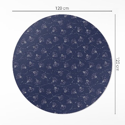 Kerek vinil szőnyeg Boho vintage stílusú yin levelek