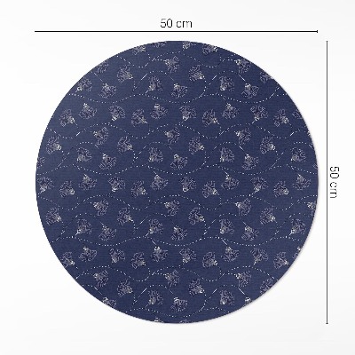Kerek vinil szőnyeg Boho vintage stílusú yin levelek