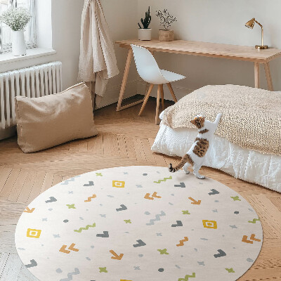 Kerek vinil szőnyeg Pasztell ikonok és formák boho stílusban