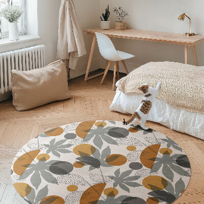 Kerek vinil szőnyeg Boho levelek és formák illusztrációja