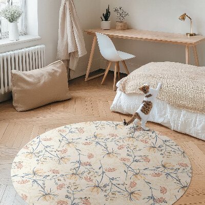 Kerek vinil szőnyeg Virágos rét finom boho minta