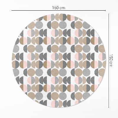 Kerek vinil szőnyeg Körök és félholdak geometriai minta retro
