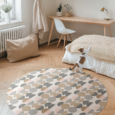 Kerek vinil szőnyeg Körök és félholdak geometriai minta retro