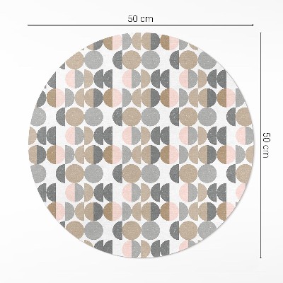 Kerek vinil szőnyeg Körök és félholdak geometriai minta retro
