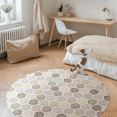 Kerek vinil szőnyeg Mintás hatszögek pasztell boho színekben