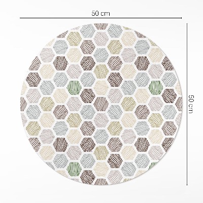 Kerek vinil szőnyeg Mintás hatszögek pasztell boho színekben