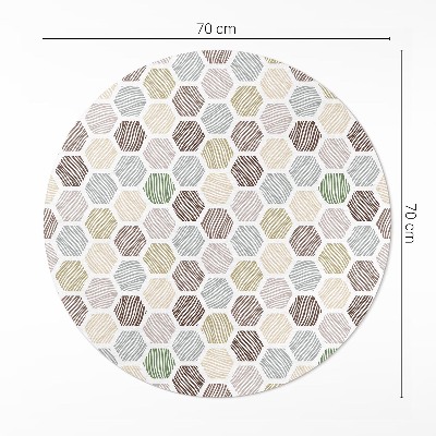 Kerek vinil szőnyeg Mintás hatszögek pasztell boho színekben