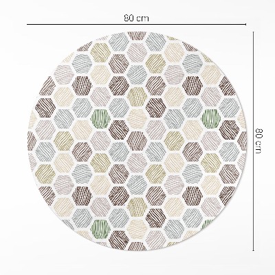 Kerek vinil szőnyeg Mintás hatszögek pasztell boho színekben
