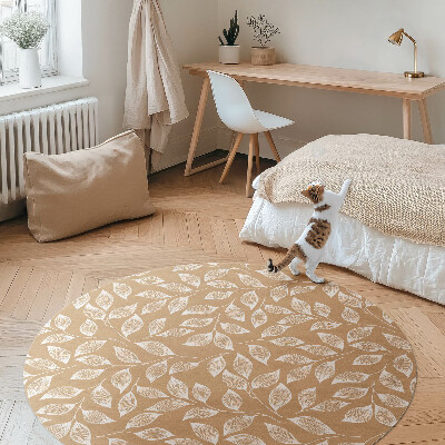Kerek vinil szőnyeg Boho lineáris gallyak levelekkel