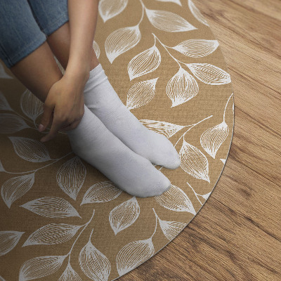 Kerek vinil szőnyeg Boho lineáris gallyak levelekkel