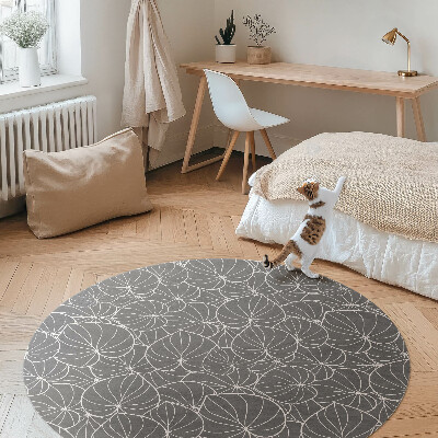 Kerek vinil szőnyeg Lineáris levelek design boho
