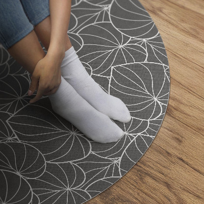 Kerek vinil szőnyeg Lineáris levelek design boho