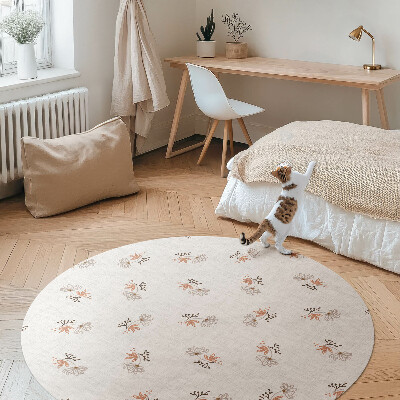 Kerek vinil szőnyeg Apró virágok boho szöveten