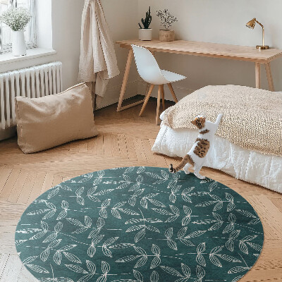 Kerek vinil szőnyeg Minimalista gallyak boho levelekkel