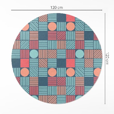 Kerek vinil szőnyeg Retro vintage geometriai minta