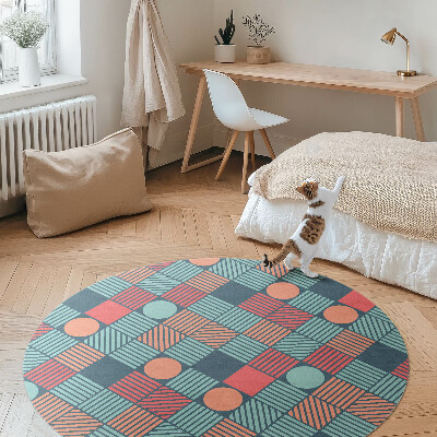 Kerek vinil szőnyeg Retro vintage geometriai minta