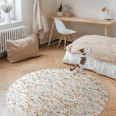 Kerek vinil szőnyeg Virágok és gallyak boho stílusban